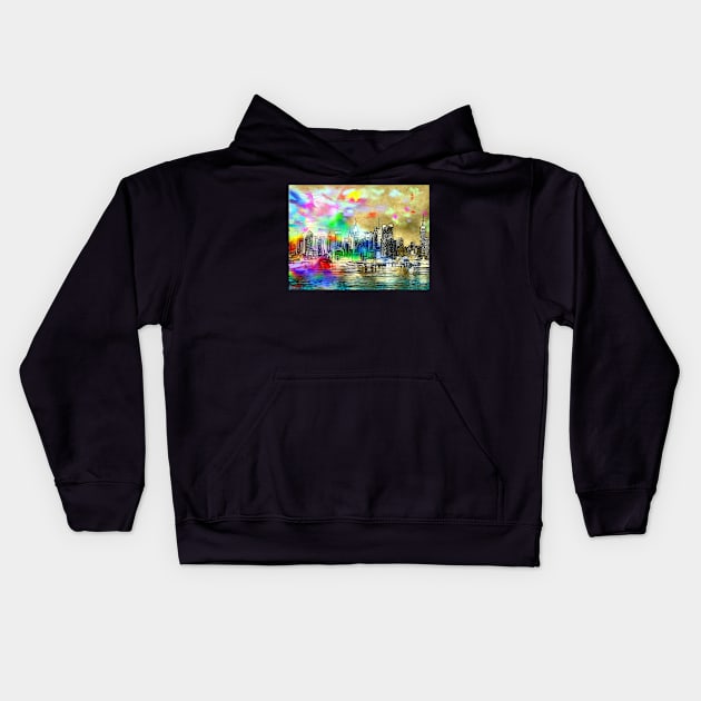 New York Rainbow Skyline Kids Hoodie by danieljanda